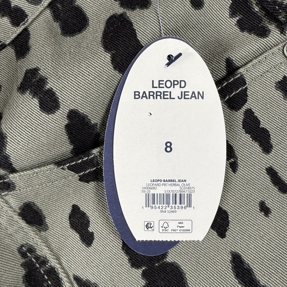 Scoop Barrel Jeans Womens 8 High Waisted Wide Leg Baggy Green Leopard Print NWT - Picture 5 of 12